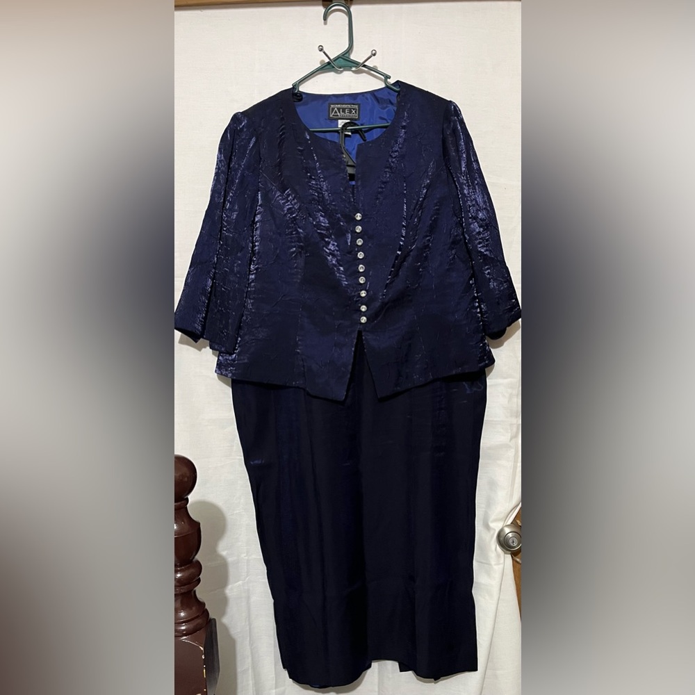 Alex Evenings 2pice Women's Petite Deep Blue Dress
